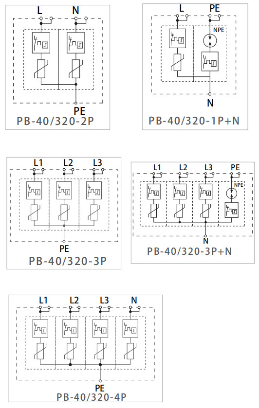 PB-40-320(1P，2PIII级交流电源浪涌保护器)